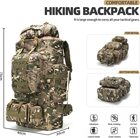100L Camping randonnée sac à dos Molle sac à dos militaire Camping sac à dos sac à dos # B0015