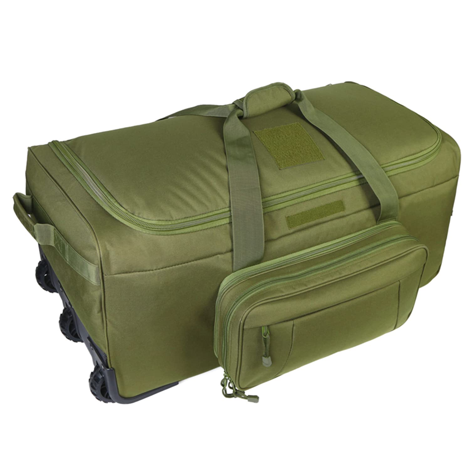 Sac polochon à roulettes de déploiement de grande capacité de 75L valise militaire sac tactique robuste avec pochette amovible # B031