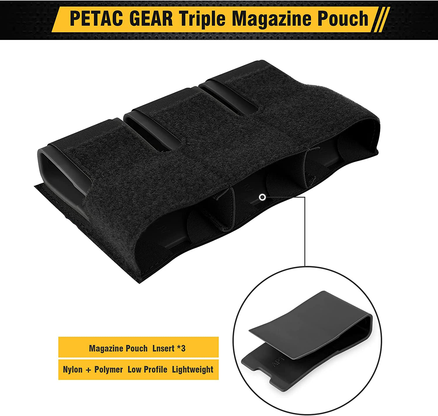 Triple Magazine Pouch 5.56/ M4 M16 Magazines Holder Pocket avec Crochet Panneau # B1563